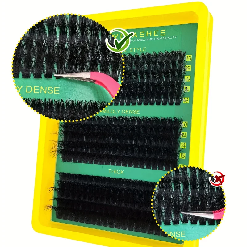 [ふわふわまつげエクステセット] 軽量防水クラスターラッシュ 60D80D100D Dカール フェアリーソフト 再利用可能 DIYメイク初心者向け