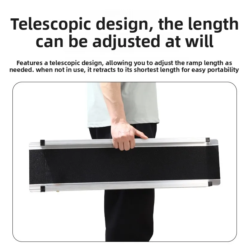 Wheelchair Ramp, Portable Telescopic Non-Slip Aluminum Mobility Ramp, Adjustable Accessibility Ramp for Stairs Steps Threshold