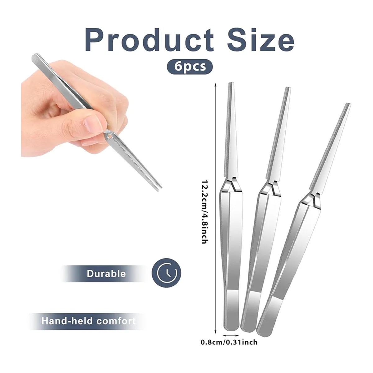 New Craft Tweezers, 6 Pieces Locking Tweezers Reverse Tweezers for Crafting Jewelry Making Electronics Watch Repair