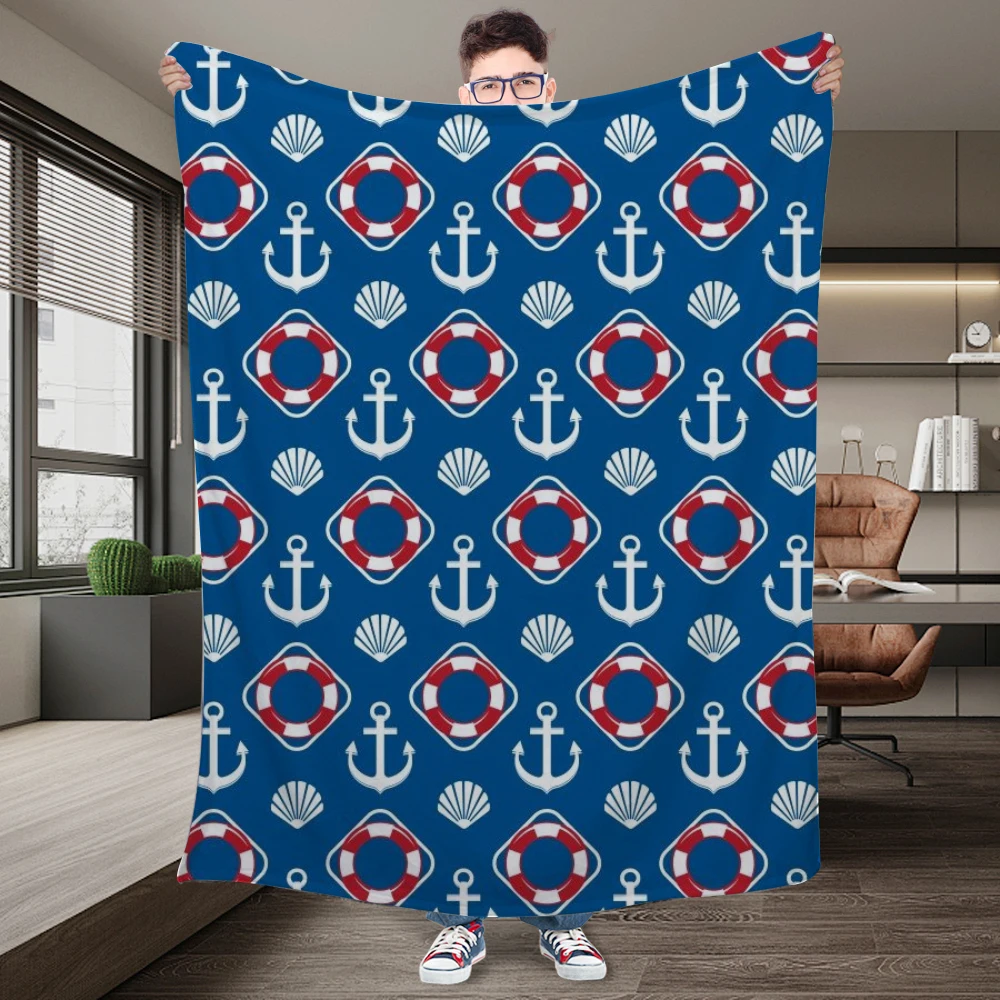 

Anchor Blankets Comfortable Soft Flannel Sprint Sailing Sailor Throw Blanket for Sofa Office Bed