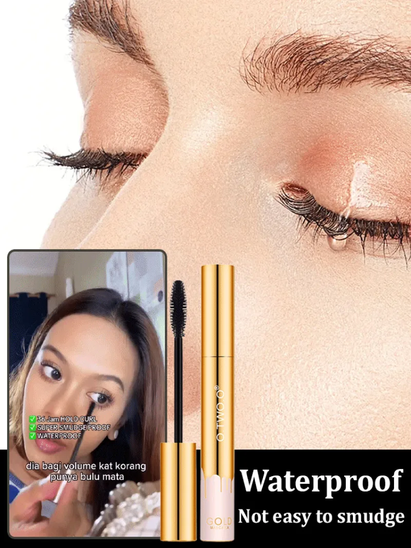 Goldene wasserdichte voluminöse Mascara wasserdichte, nicht flauschige, lang anhaltende, natürliche Curling-Wimpern tusche mit langer, dicker Augenbrauen tönung