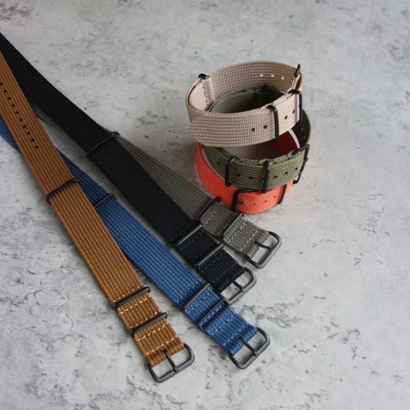 Schwarzes geripptes Uhrenarmband mit Schnalle, universelle Stoffbänder, 18 mm, 20 mm, 22 mm, hochwertiges Nylon-Nato-Uhrenarmband-Zubehör – Detail 4