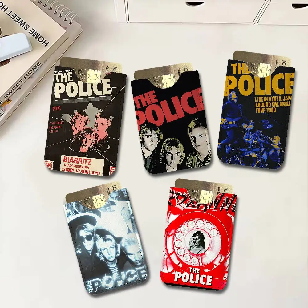 Rock Band T-The P-Police Ultra Slim Men Leather Mini Wallet Lightweight Credit Bus ID Card Holder Case for Daily Business Use