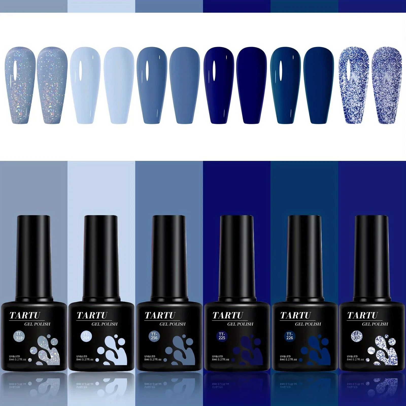 TARTU-Ensemble de vernis à ongles en gel, kit de vernis gel, Soak Off pour UV, LED, salon et nail art, bricolage à la maison, cadeau pour filles, 6 pièces, 8ml, 6 couleurs