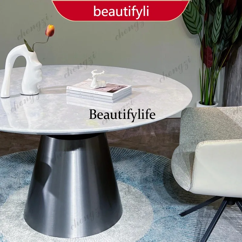 MM45 Brazil imported blue crystal natural luxury stone dining table Italian minimalist light luxury marble round dining table