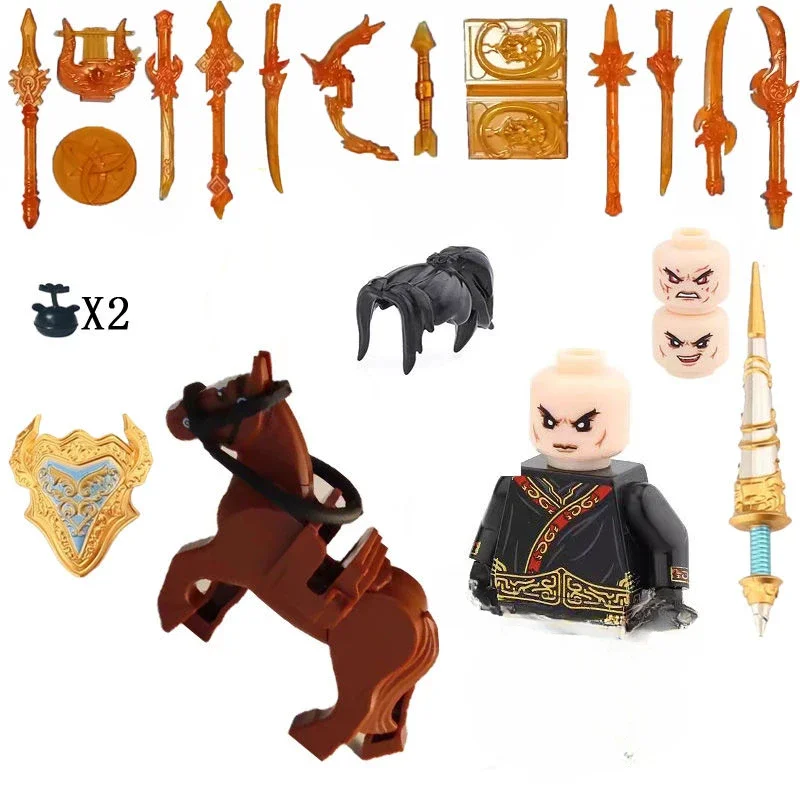 Three Kingdoms War Generals Building Blocks Man Model Assembled Ornaments Toys for Children's Gifts Holiday Desktop Decoration