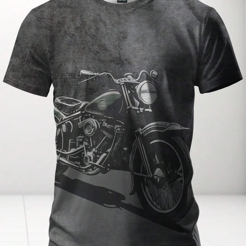 

Men Motorcycle Printed Short Sleeve T-Shirt, For Going Out, For Husband