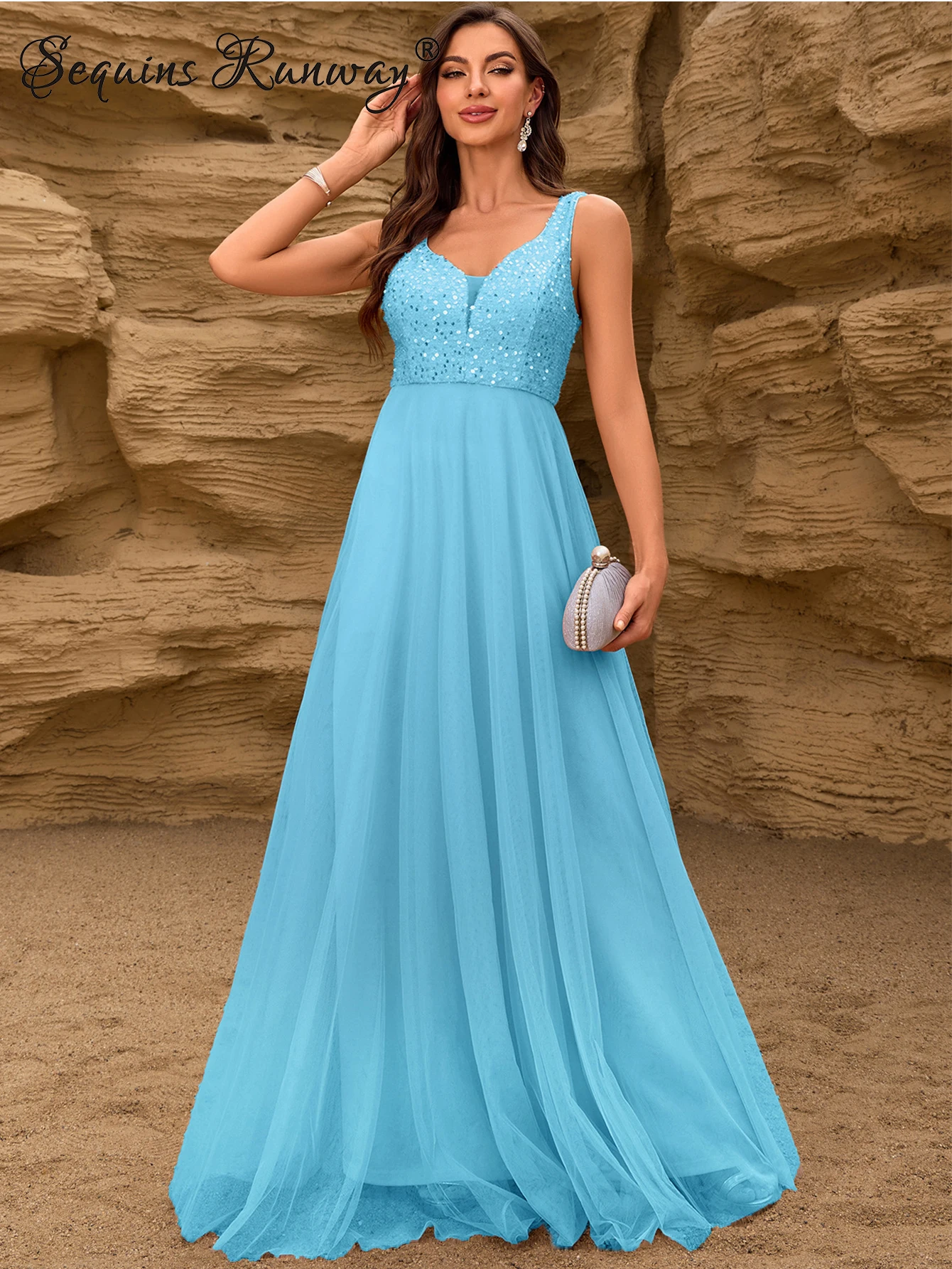 Abito estivo sexy con paillettes in rete senza schienale donna lungo da sera abiti da festa da ballo donna elegante maxi abito da compleanno di lusso