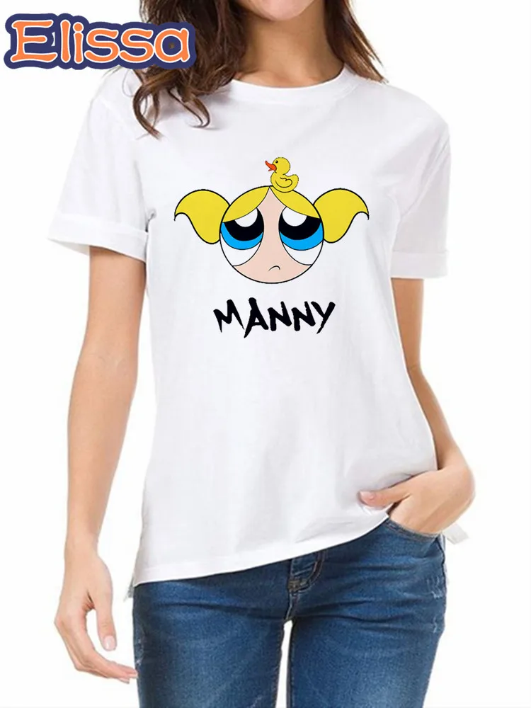 Anime Powerpuff Graphic Summer New 90 ’s Short Sleeve Print Clothing Women\'s T-Shirt Harajuku Clothing Women\'s Top,Drop Ship