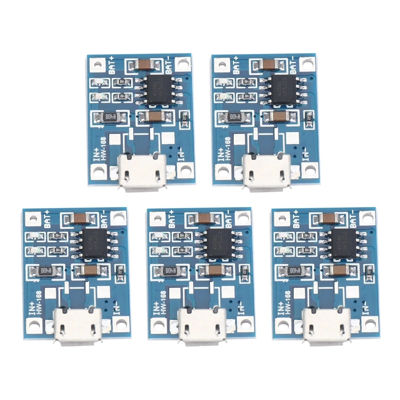 5X Micro-USB 1A Li-Ion 18650 Lithium Battery Charger Charging For TP4056 Module Board