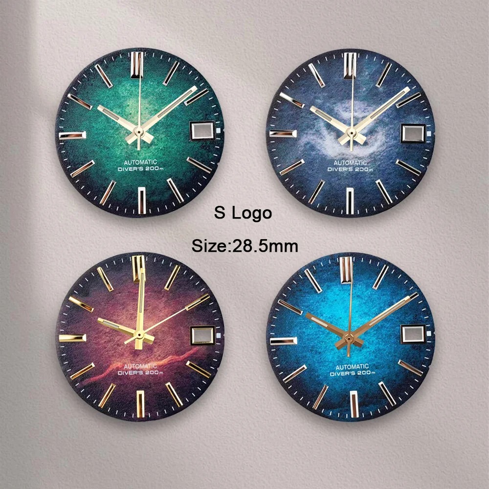 New Nh35 Dial S Logo 28.5mm Gradient Dial No Luminous For NH35 Movements Watch Accessories Repair Tool