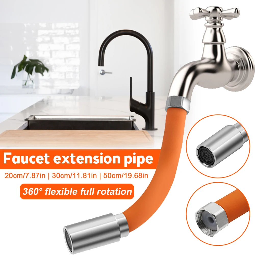 Kitchen Faucet Extension Hose Bathroom 360° Rotation Bending Faucet Extender Wash Basin Water Saving Tap Filter Extension Tube