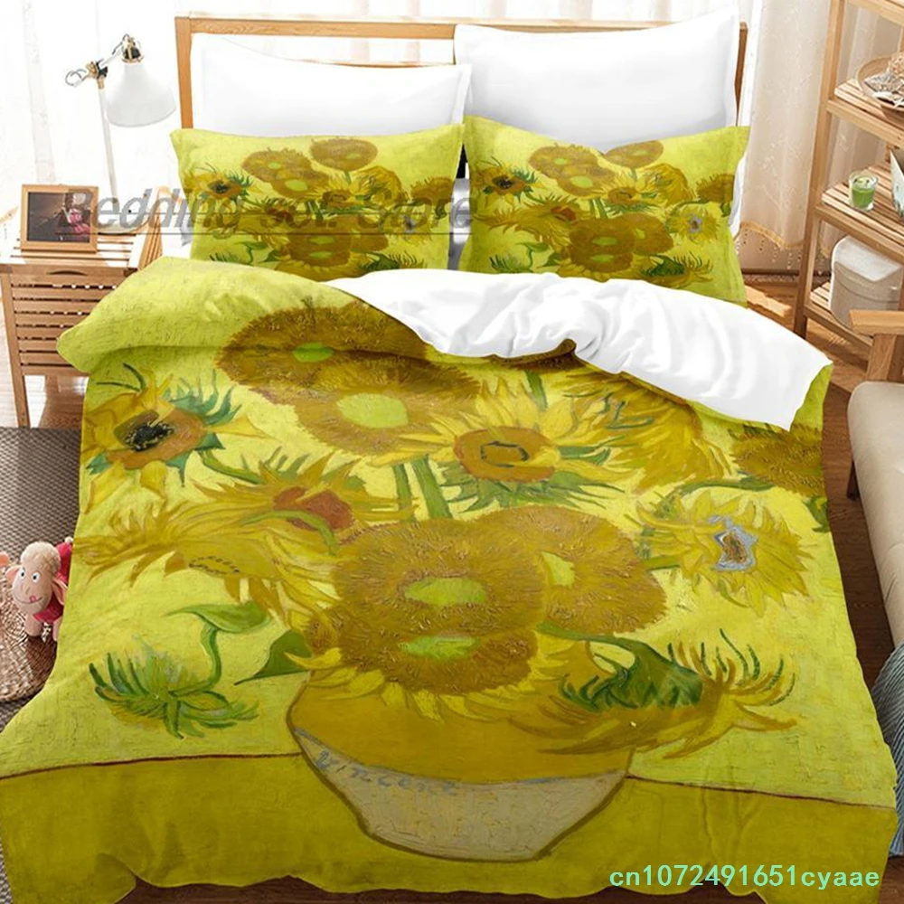 Van Gogh Bedding Set Single Twin Full Queen King Size Bed Set Aldult Kid Bedroom Duvetcover Sets 3D Retro Classic Bed Sheet Set