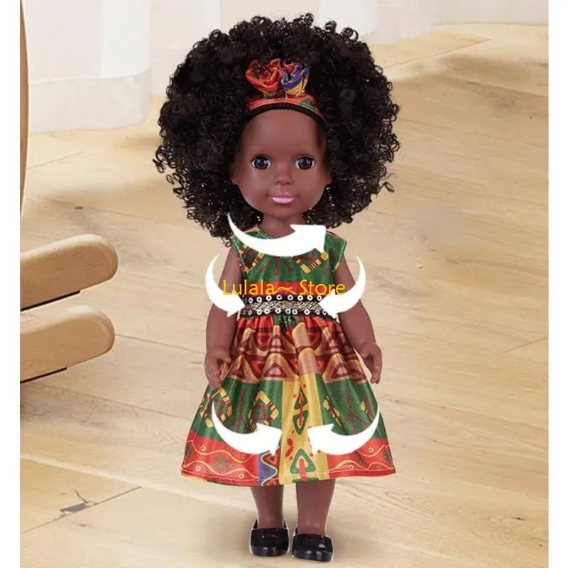 y4qa 14 ''양육 인형 검은 다시 태어난 장난감 소프트 아프리카 소녀 인형 육아 게임