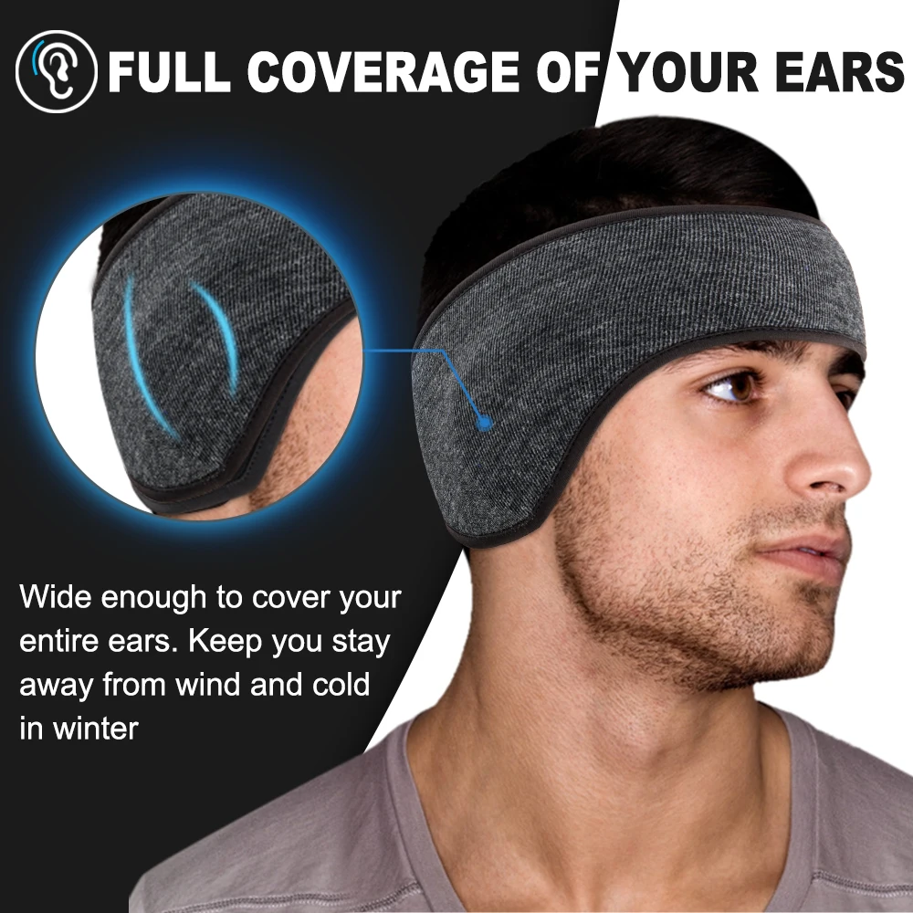 Winter Fleece Headband Ear Warmer Cold Weather Ski Sweatband Non-Slip Hairbands Thermal Bandana Headwear Accessories Men Women