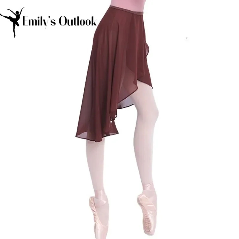 Balletdans chiffon rok lang dames meisjes tiener verstelbare stropdas taille wikkelrok asymmetrische danskleding onregelmatige sjaaltraining