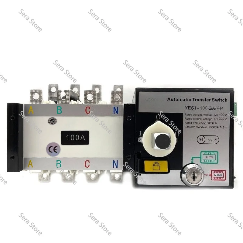 Output Changeover Switch YUYE Manufacturer YES1-100GA 2 Input 1 4P Generators ATS White Silver Contact 100A