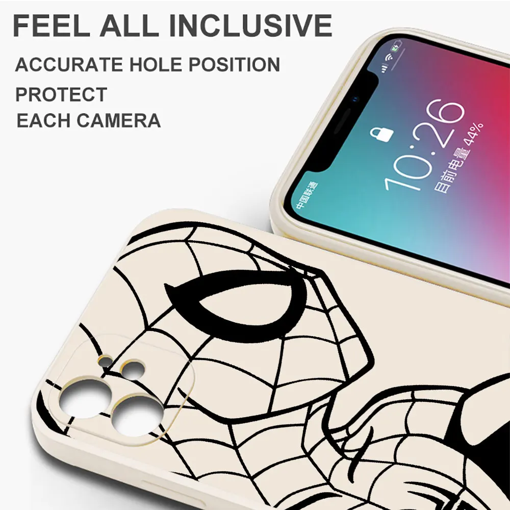 Soft Marvel Spiderman Ironman Square Liquid Cover Phone Case for Redmi Note 9S 7 9 10 Pro 5G 9T 12 11 Pro 10T 8 10 12S 11S