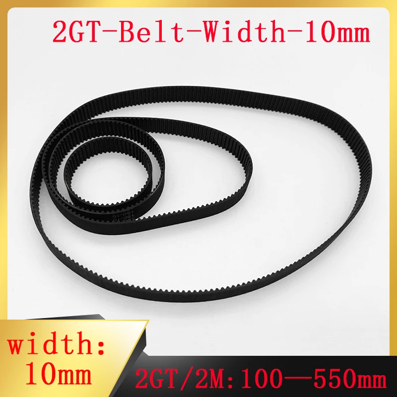 2GT Timing Belt Length Perimeter 100mm - 550mm Width 10mm Rubber Closed Pitch 2mm for 3D Printer