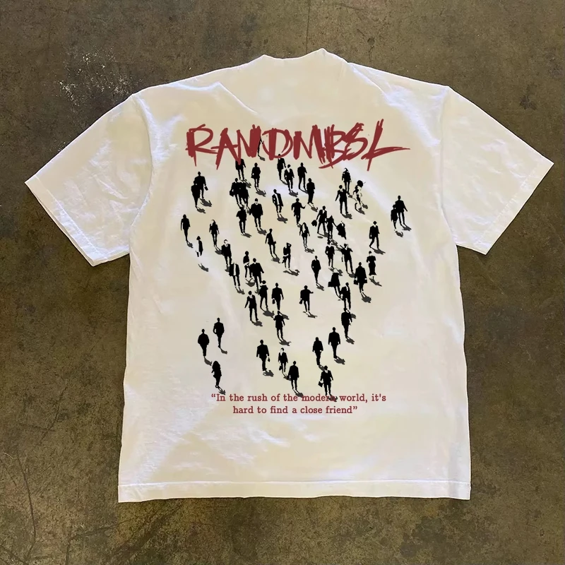 الأمريكية الرجعية أزياء العلامة التجارية الجرافيك تي شيرت الصيف أزياء رياضية القطن الخالص تي شيرت رجالي ملابس الأطفال المحملة Y2k امرأة