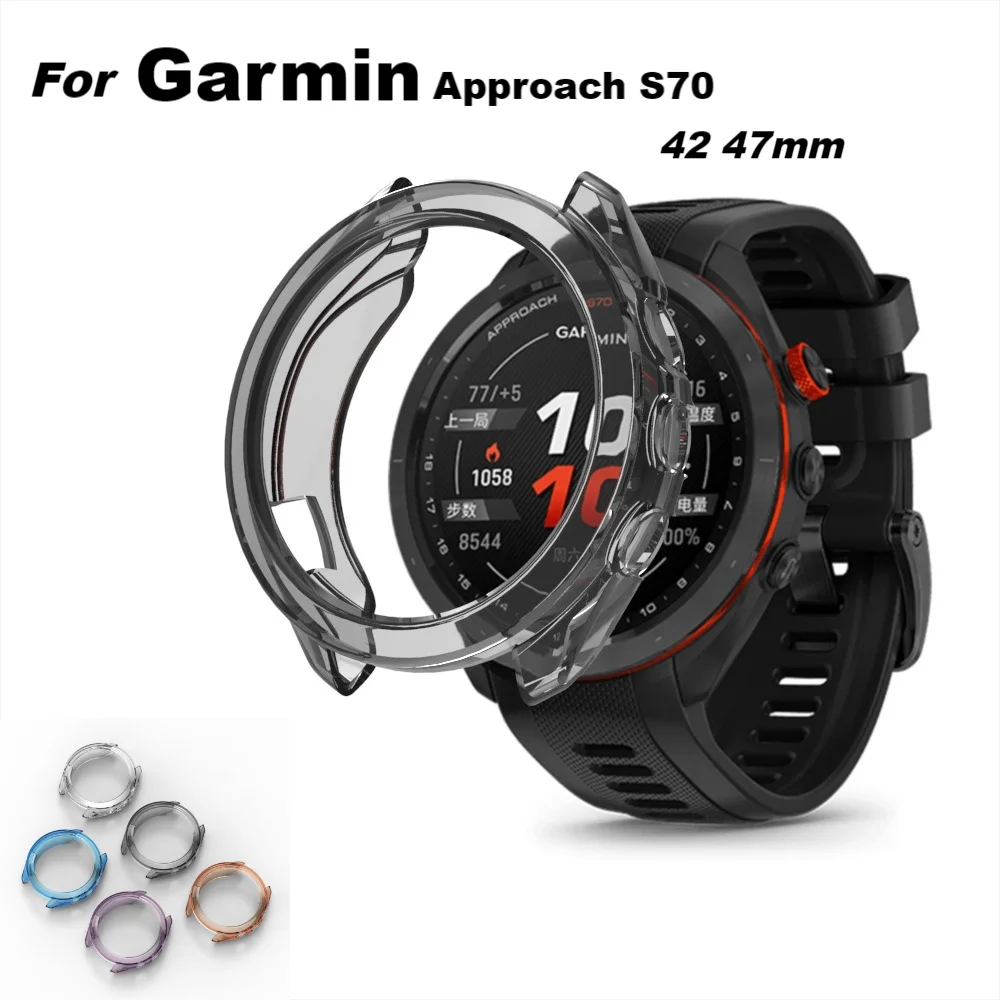 TPU ป้องกันสําหรับ Garmin Approach S70 สมาร์ทนาฬิกาซิลิโคนกันชนสมาร์ทนาฬิกาอุปกรณ์เสริม 42 มม.47 มม.