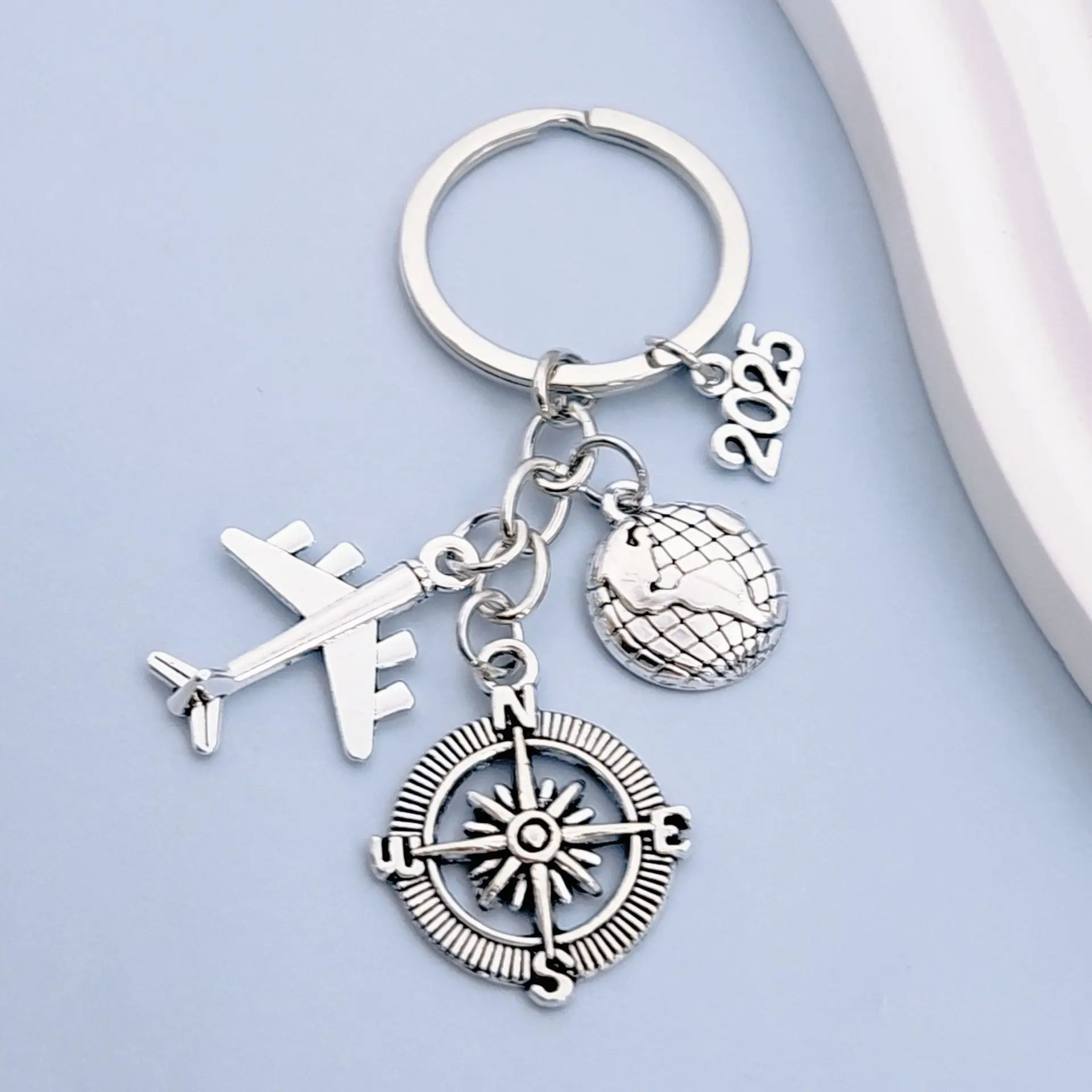 2025 Digital Airplane Compass Keychain Travel Graduation Gift Friendship Good Friend Gift