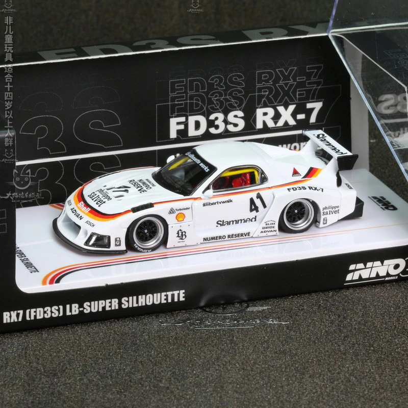 INNO 1:64 RX7 FD3S LB-SUPER SILHOUETTE Series Alloy Car Die Casting Model Collect Ornaments