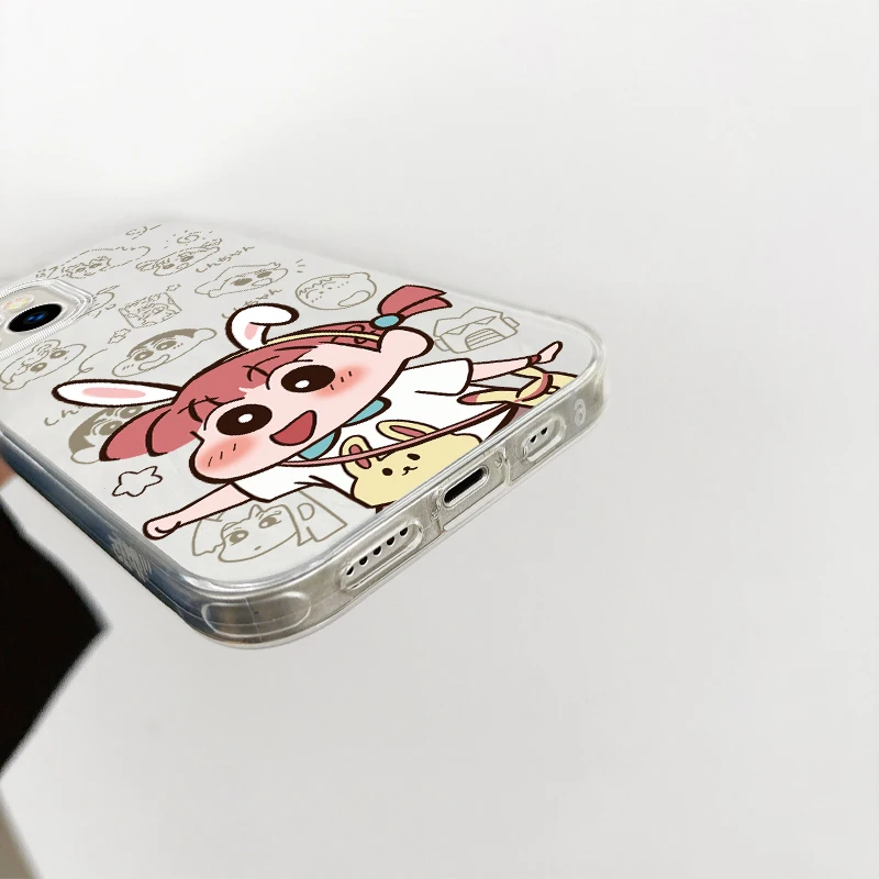 Cartoon C-Crayon Shin-chan iPhone 16 15 Case Feather Yarn Phone Case for iPhone 16 15 14 13 12 11 ProMax Plus XS XR Back Covers