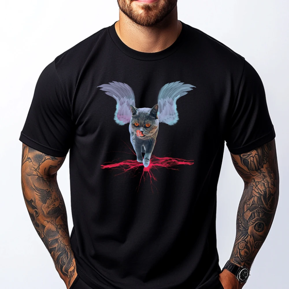 Black Cat Angel Of Darkness For Goth Kitty Lovers Metal Brand Clothing Oversized T Shirt Chinese Style