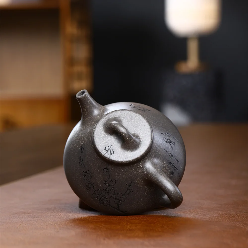 210cc Yixing Original Mine Purple Clay Teapot Longxi Stone Scoop Pot, Famous Pure Hand-made Drinkware