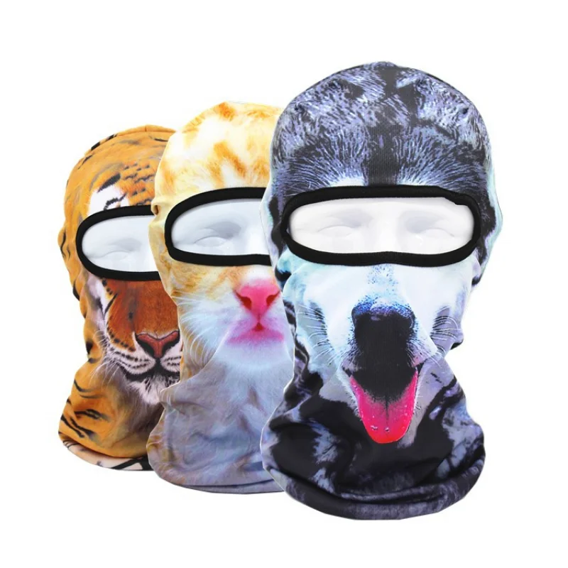 3d gato cão bonito animal balaclava motocicleta motocross esqui snowboard chapéu capacete forro motociclista pescoço mais quente rosto boné ciclismo chapelaria