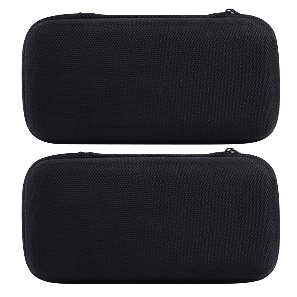 

2 Pcs Microphone Storage Box Portable Zipper Bag Protective Wireless Carrying Case Pu Travel