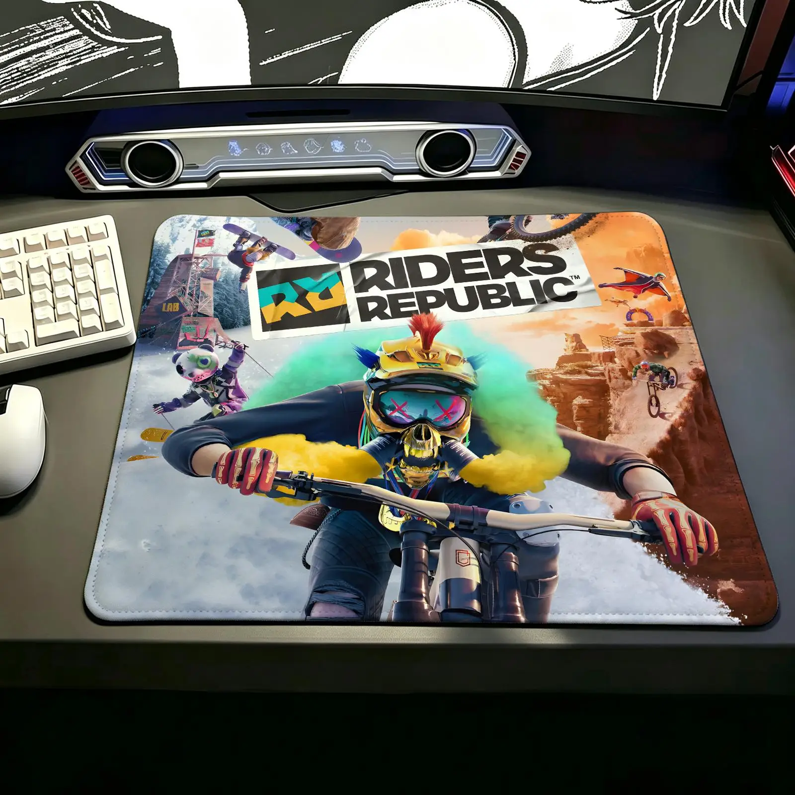 S/M/L Gaming Mat,Reinforced Stitched Edge,hot game Riders Republic  Portable Non‑Slip Pad for Laptop Office & E‑Sports Game Play