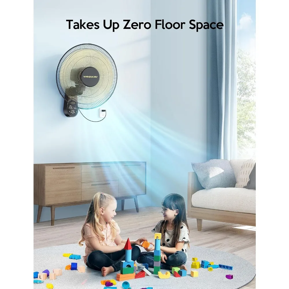 

Original Wall Mount Fan, Wall Fans with 5 Blades, 5 Speeds, 8 Hour Timer, 90° Oscillating Quiet Fan with Remote