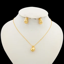 Italian Gold Color Jewelry Set for Women Small Design Earrings and Necklace 2Pcs Set for Party Daily Wear Girls Gifts Jewelry