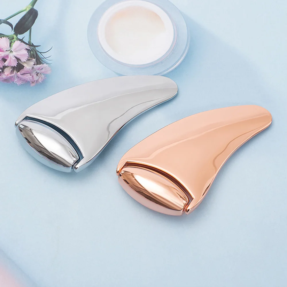 Masajeador Facial con rodillo de Jade, tablero Gua Sha de Metal, eliminador de arrugas, estiramiento Facial fino, herramientas de masaje corporal Facial de belleza