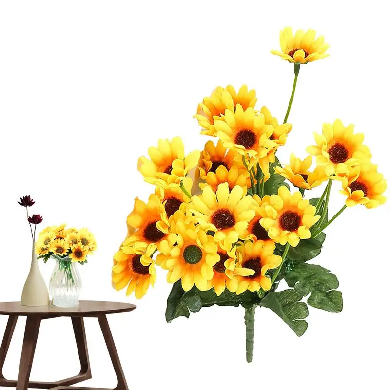 Artificial Sunflowers For Decoration Artificial Silk Sunflowers Bouquet Set Of 24 Pieces Kitchen Bouquet Sunflower Centerpieces