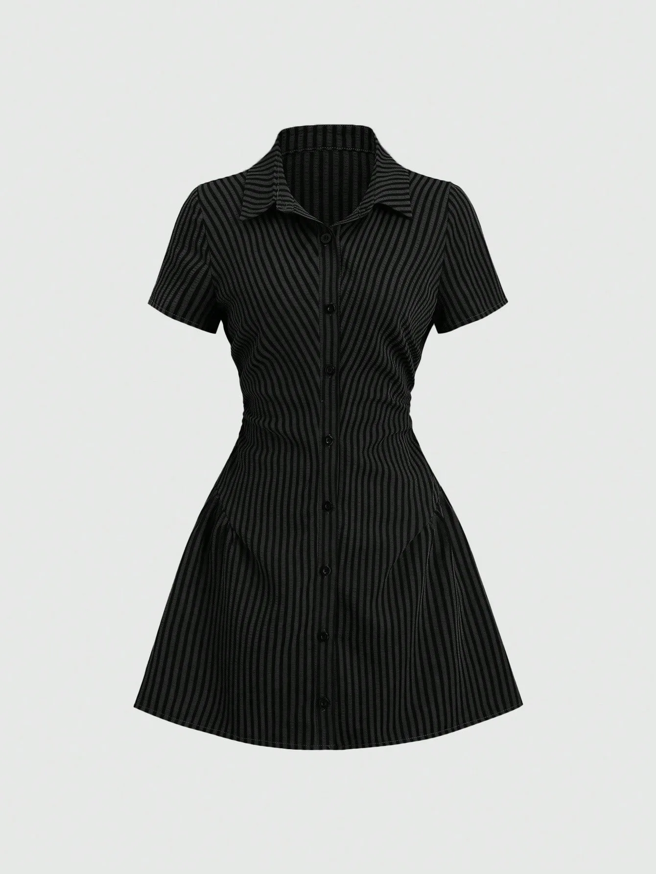 Women's Summer Mini Dress V Neck Bubble Sleeve Pleated A Line Shirt Dress Casual Short Dresses for Women