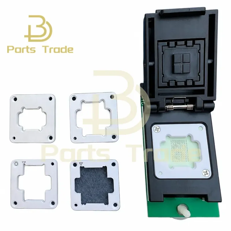 EMMC BGA153 BGA169 Adapter IC Socket for T76 Programmer with Dual Head Spring-loaded Test Probe Holder and 5PCS Limit Frames