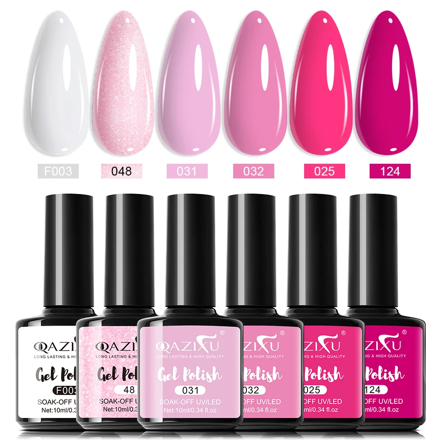 QAZIXU Rosa Glitzer Nagelgel Semi Permanent Nail Art Soak Off UV LED Nagelstudio DIY Nagelstudio Gel für Frühling und Sommer