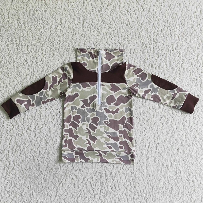 Toddler Camouflage Wear New Clothes Long Sleeve Shirt Wholesale Baby Boy Tee Lapel Top Children Boutique Fashion Zipper Clothing