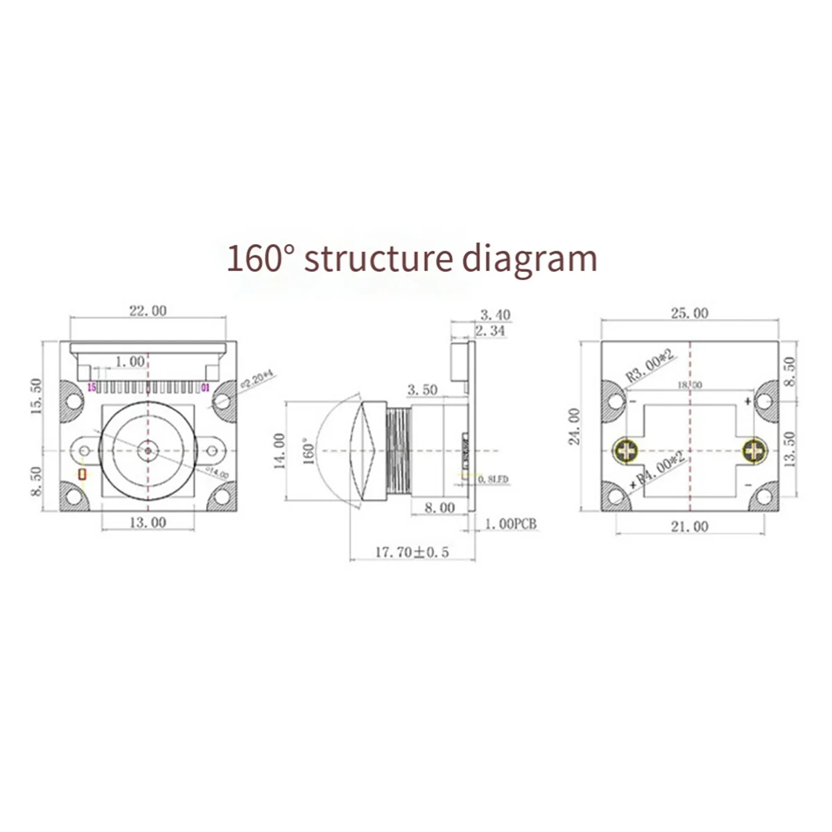 Módulo de cámara de 8MP para cámara Raspberry Pi 5 IMX219 ángulo de visión de 160 grados interfaz CSI cámara caliente
