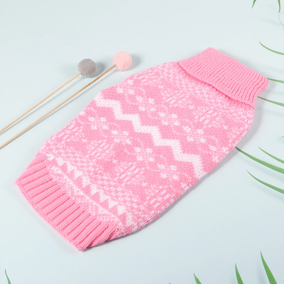 

Pet Dog Sweater Durable Knitted High Collar Turtleneck Sweater Pink L Warm Winter Clothes Christmas Puppy Clothes