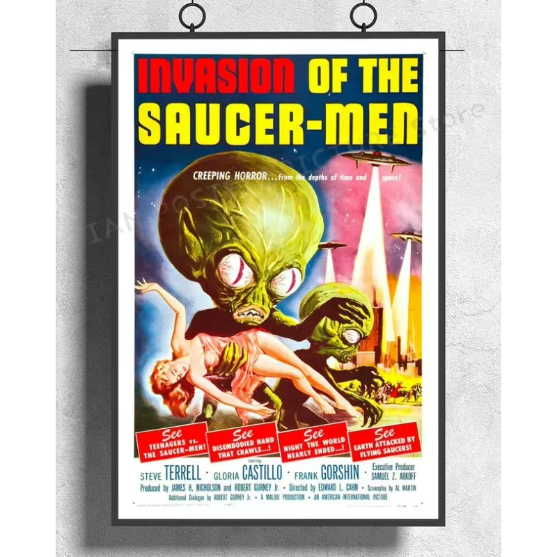 NJ800 Invasion of the Saucer Men (1957) Movie Wall Sticker Silk Poster Art Home Office Deco