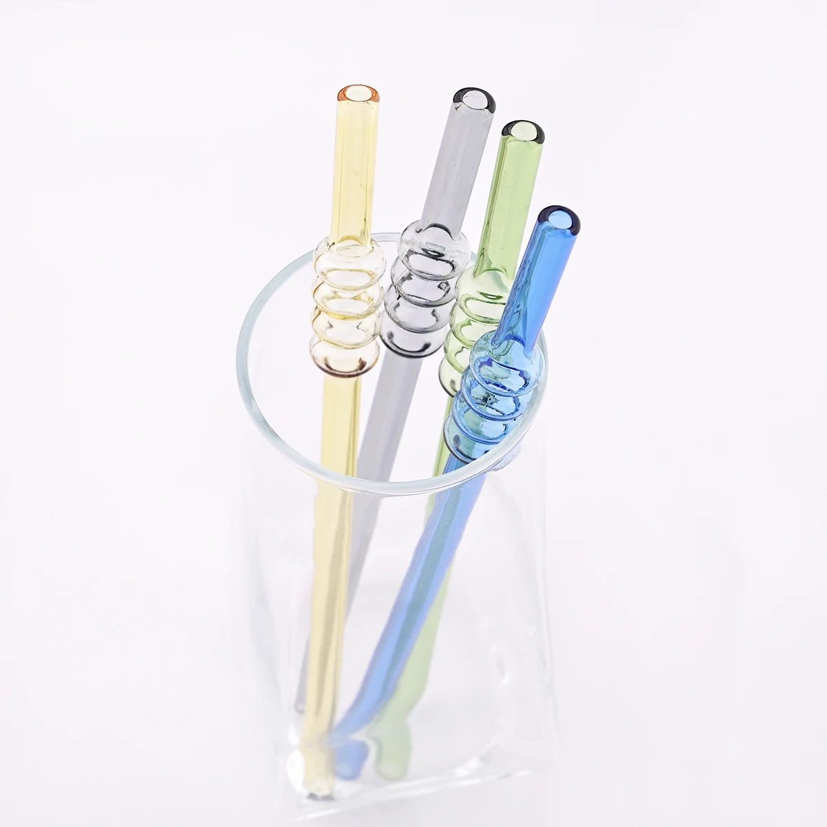 5pcs Ice-sugar Gourd Glass Straws Set High Borosilicate Drinking Straw Set with Brush Milk Shake Cocktail Straw Bar Drinkware