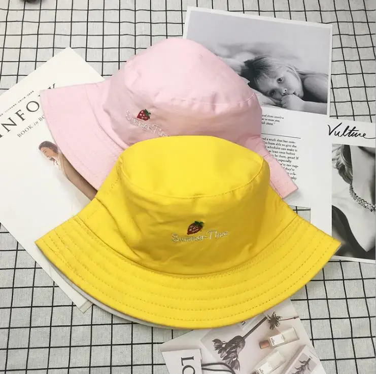 قبعة دلو الفراولة قبعة القطن الصيد Boonie حافة قناع الشمس الصيف التخييم #4