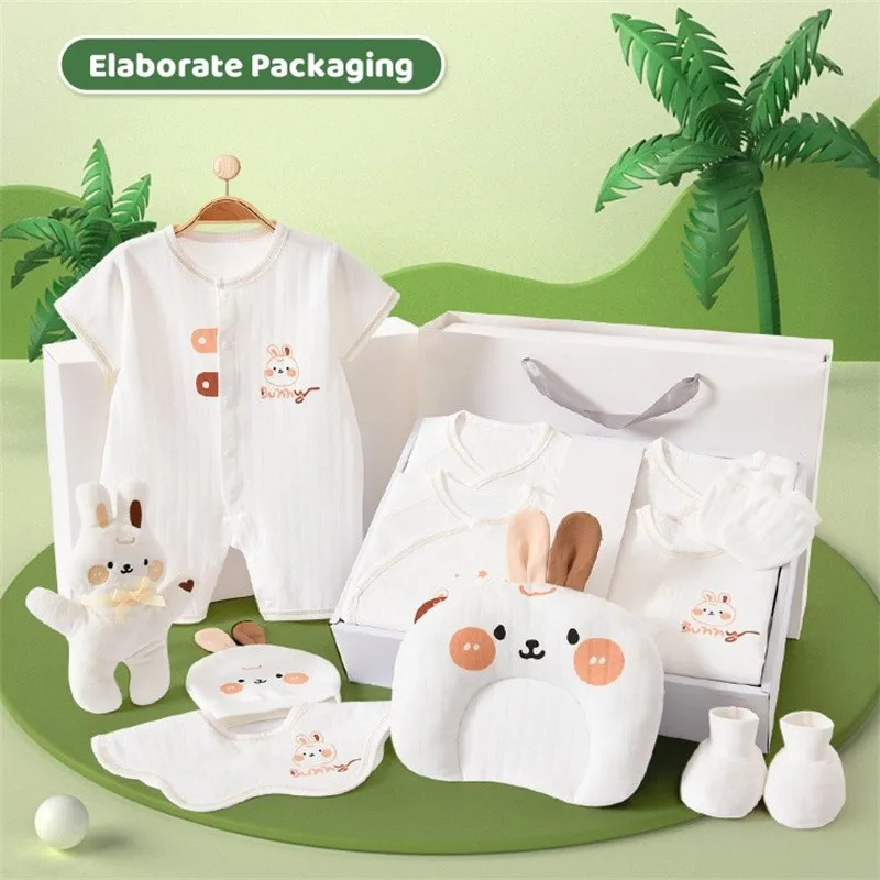 20-26pcs Summer Bunny Newborn Baby Clothes Set Cute Rabbit Newborn Gift Breathable Cotton Baby Girl Boy Clothing With Box