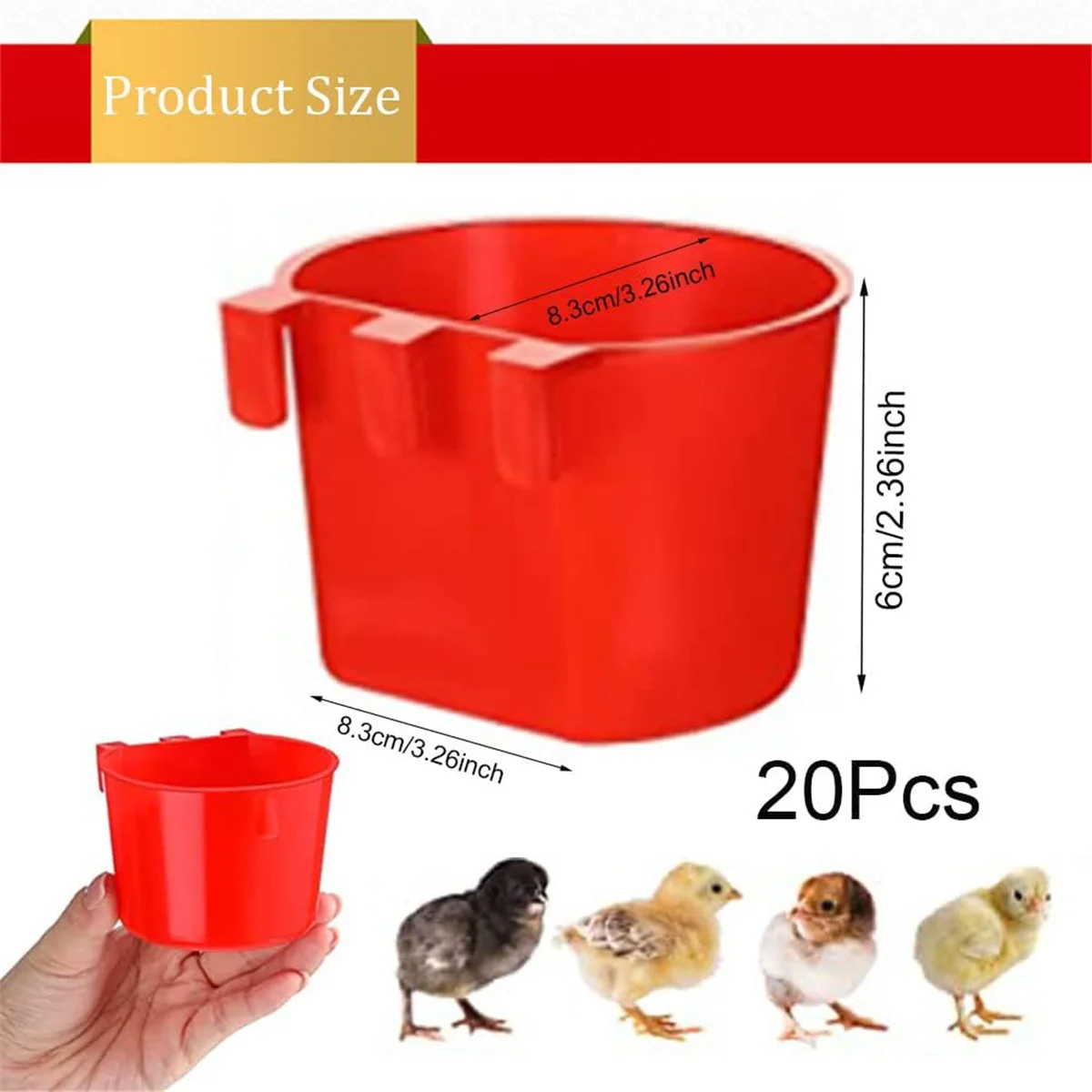 20Pcs Chickens Rabbit Feeders for Cage,Hanging Chicken Water Feeder Cup, Plastic Birds Feeders Seed Bowl,