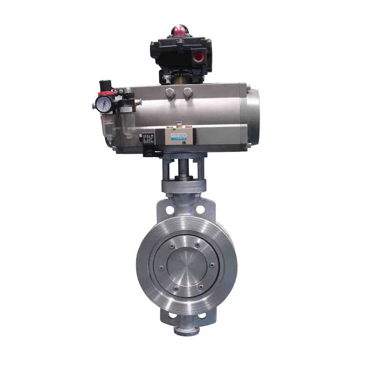 5 Inch Wafer Type High Performance Stainless Steel Double Triple Offset Pneumatic Actuator Butterfly Valve