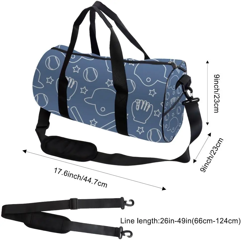 Baseball Bats Ball Blue Foldable Foldable Duffle Bag For Travel Oxford Tote Bags Adjustable Shoulder Strap, Convertible Carry